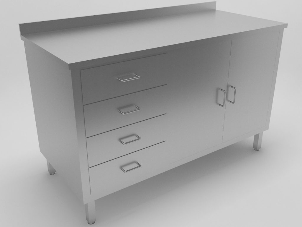 Counter with 4 drawers and flap doors Moon Steel Fabricators